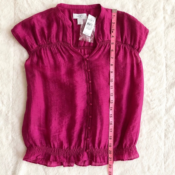 LOFT | Petite Smocked Waist Button Down Blouse NWT - Picture 10 of 10